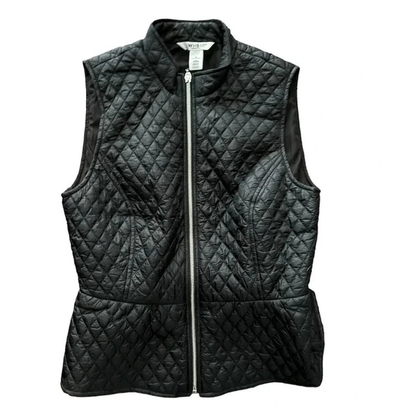 WHITE HOUSE BLACK MARKET WHBM EUC WOMENS BLACK VEST ZIPPERED LINED JACKET SZ S - Picture 3 of 5